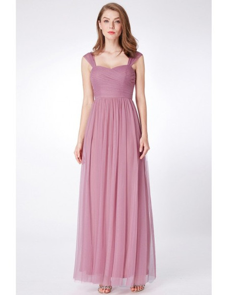  Flowy Tulle Purple Orchid Long  Bridesmaid Dress