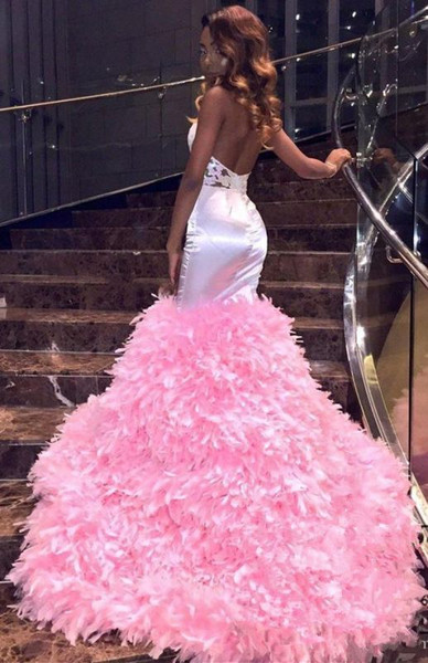Shop Cheap 2020 Pink High Neck  Keyhole Appliques Ruffles Mermaid Prom Dresses Under 200