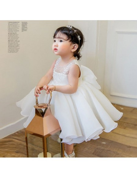 White  Toddler Pageant Princess Flower Girl Dress