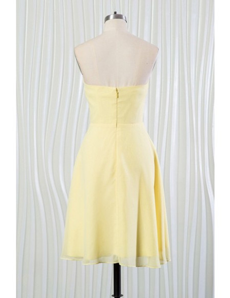 Beading Strapless Yellow Summer Bridesmaid Dress