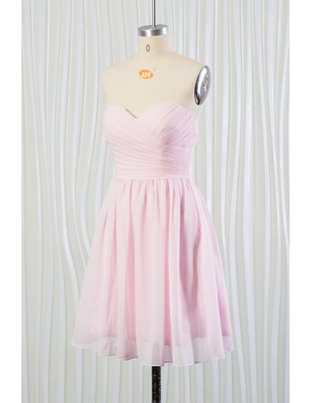 Short Chiffon Blush Pink Beach Bridesmaid Dress