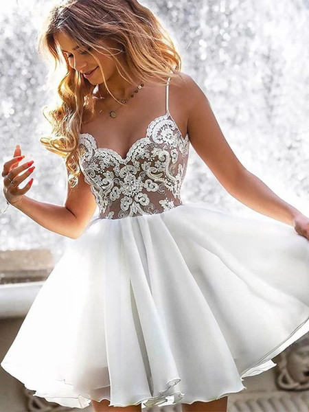 Shop 2020 V Neck Short Mini White Lace Prom Homecoming Dress Under 125