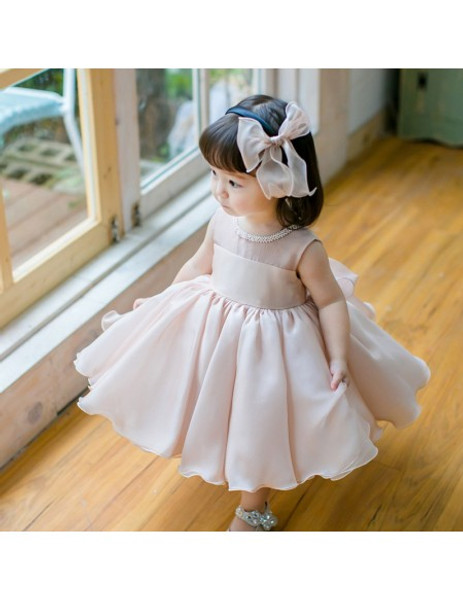 Baby Toddler Blush Pink Cute Puffy Flower Girl Dress