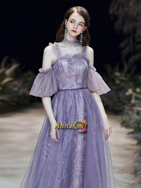 Shop 2021 Lavender Light Purple Appliques Bling Bling Lace Up Prom Dress Under 148