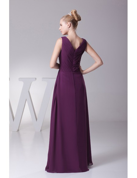 V Neck Grape Mother Of The Brides Dress with Sleeve Jacket
