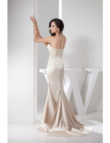 Champagne Strapless Satin Mother of the Bride Dress