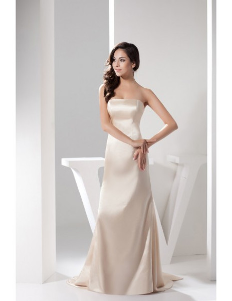 Champagne Strapless Satin Mother of the Bride Dress