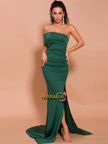 Green One Shoulder Spandex Mermaid Prom Dress