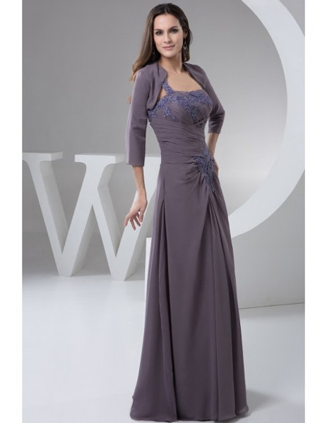 One-shoulder Grape Chiffon Mother of the Bride Dress