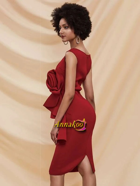 Shop 2021 Burgundy Spandex Pleat Draped Slit Hem Bodycon Prom Dress Under 59