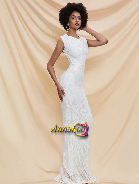 Silver Scoop Cut Out Back Sequin Mermaid Prom Dress