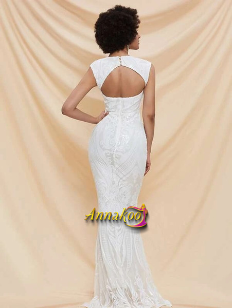 Shop 2021 Silver Scoop Cut Out Back Sequin Mermaid Prom Dress Under 79