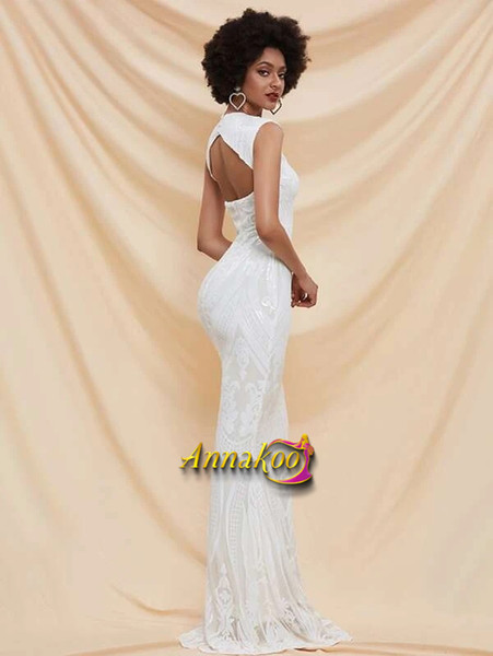 Shop 2021 Silver Scoop Cut Out Back Sequin Mermaid Prom Dress Under 79