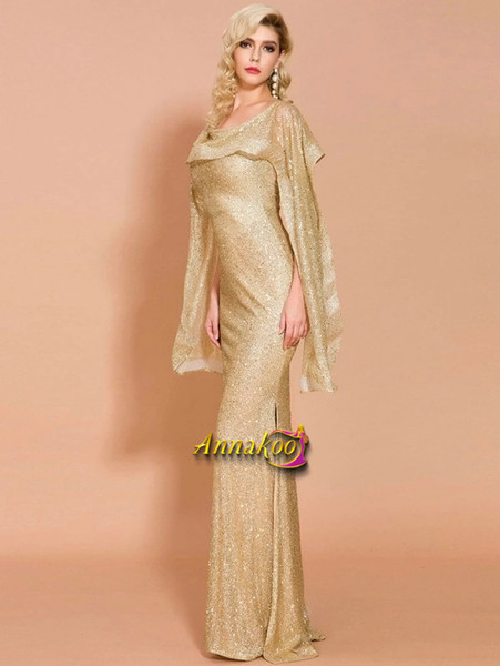 Shop 2021 Draped Split Thigh Sequin Gold Long Prom Formal Dress Under 79