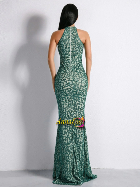 Shop 2021 Dark Green Sexy Fishtail Hem Sequin Mesh Bodycon Prom Dress Under 68