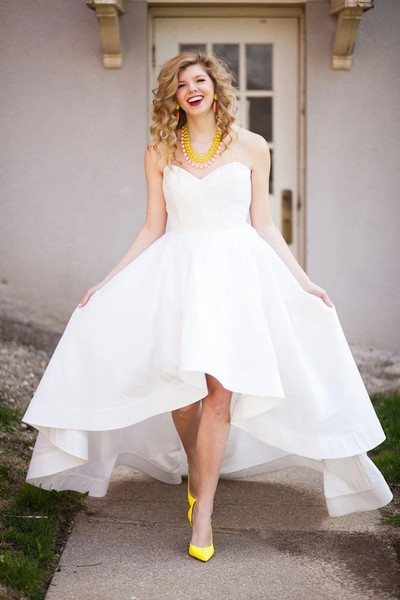 Shop 2021 High Low Satin Sweetheart A Line Wedding Dress Under 148