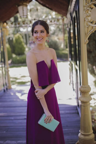 Shop 2021 Chiffon Cut Neck Purple Floor Length Zipper Prom Dress Under 98