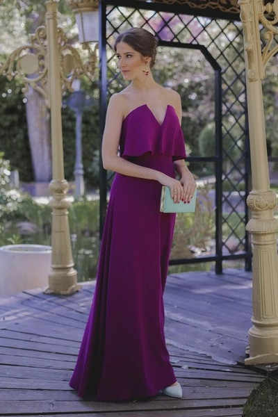 Shop 2021 Chiffon Cut Neck Purple Floor Length Zipper Prom Dress Under 98