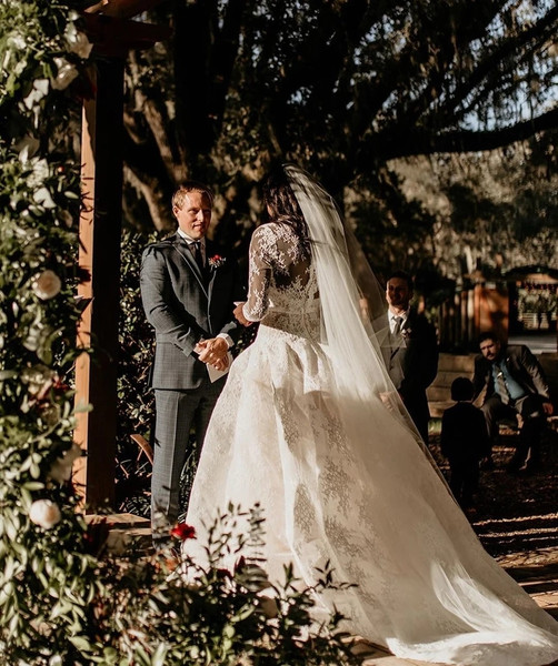 Buy 2021 Long Sleeve Sheer Neck See Through A Line Wedding Dress Under 298