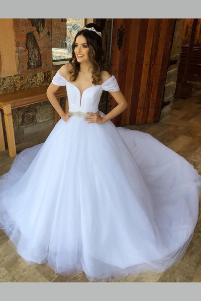 Buy 2021 Sweetheart Tulle Beading Tulle Ball Gown Lace Up Wedding Dress Under 258