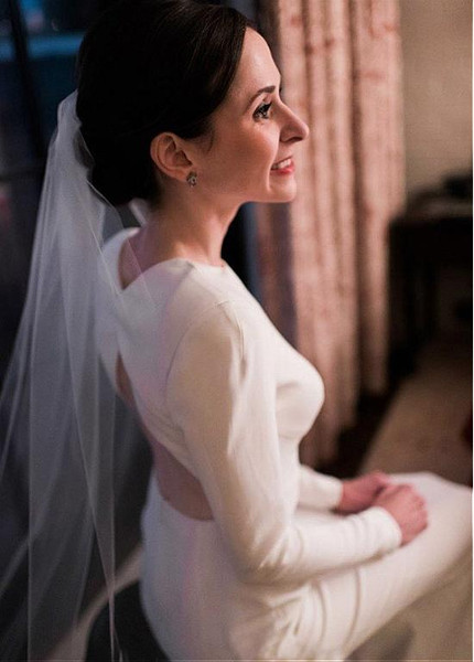 Satin Jewel Cut-out Back  Mermaid Wedding Dress