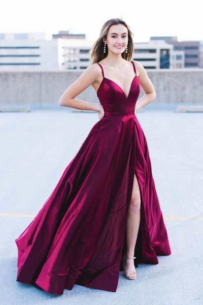 Shop Annakoo Spaghetti Straps Velvet A Line Floor Length Burgundy Prom Dress Under 128