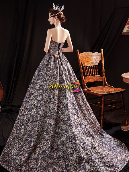 Colorful Brown Sweetheart Bowknot A Line Sweep Train Prom Dress