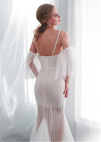 Spaghetti Straps See-through Mermaid Wedding Dress With Wrap