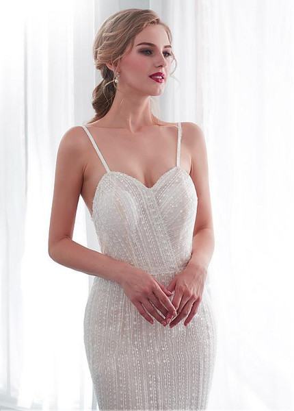 Spaghetti Straps See-through Mermaid Wedding Dress With Wrap