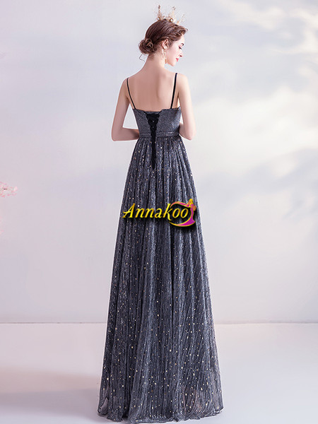 Buy Unique Black Starry Sky Sequin A Line Spaghetti Straps Prom Dress From 128