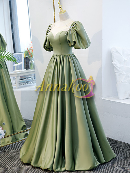 Shop Annakoo 2022 Sage Green Scoop Beading Pearl Backless Sheer Neck Formal Prom Dress Under 145
