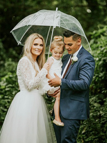 Short Tulle Tiered White Flower Girl Dress with Lace