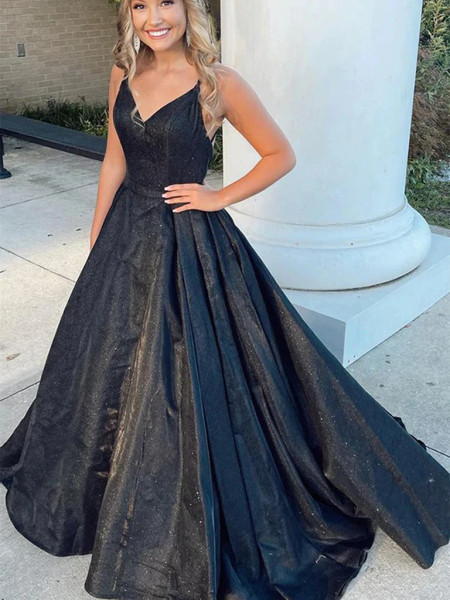 Shop 2022 Annakoo Black Backless A Line Sequin Sexy Prom Dress Under 167