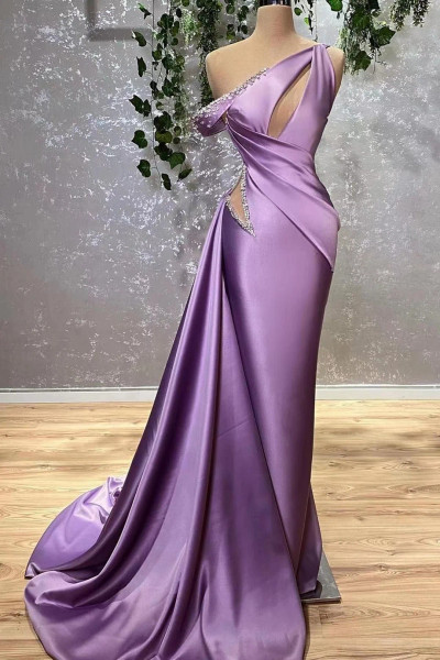 Shop 2023 ANNAKOO  One Shoulder Lilac Mermaid Ruffle Beading Prom Dress  Under 198