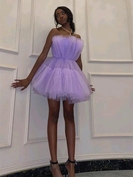 Shop 2023 ANNAKOO Purple Tulle Short Mini Layers Homecoming Dress Under 129