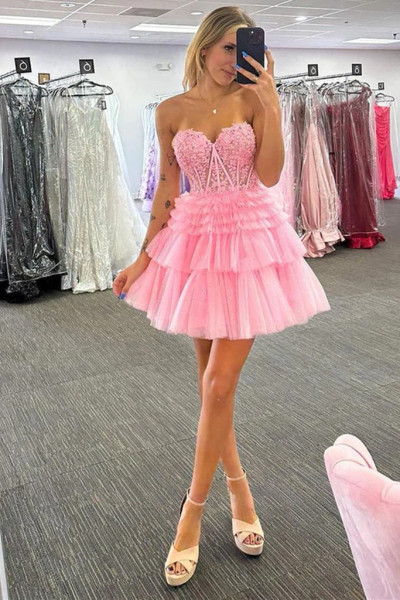 Shop 2023 ANNAKOO Sweetheart Tulle Beaded Red Homecoming Dress Under 148