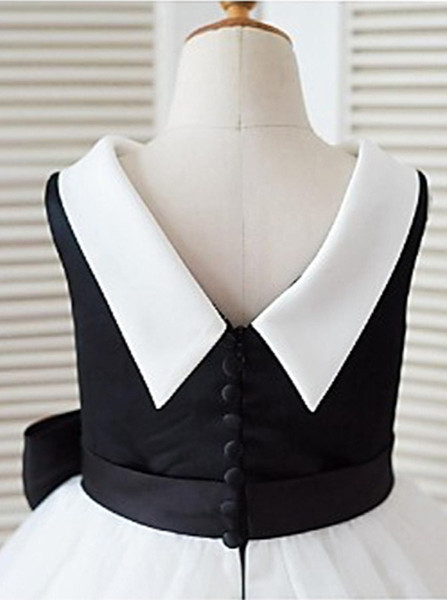  Black And White Jewel Open Back Flower Girl Dress