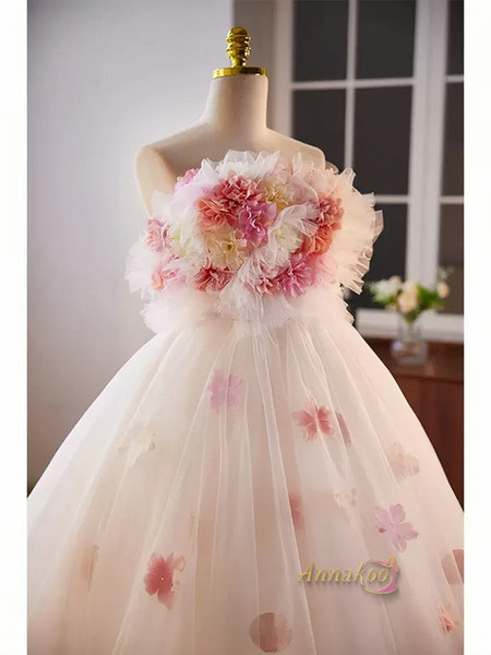 Shop 2023 ANNAKOO High Low Flower Pink Tulle Sweetheart Prom Dress Under 258