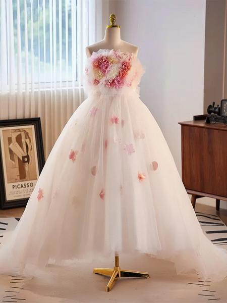 Shop 2023 ANNAKOO High Low Flower Pink Tulle Sweetheart Prom Dress Under 258