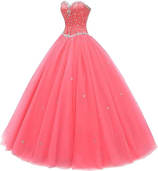 Shop 2023 ANNAKOO Sweetheart Beading Ball Gown Tulle Quinceanera Dresses Under 168