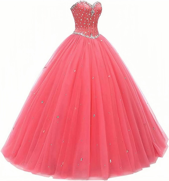 Shop 2023 ANNAKOO Sweetheart Beading Ball Gown Tulle Quinceanera Dresses Under 168