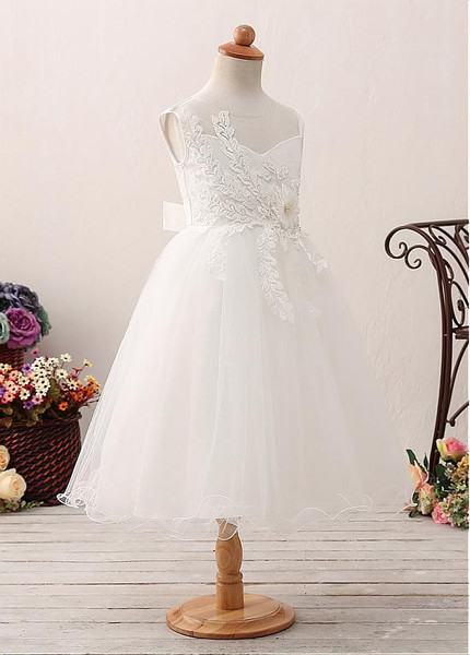 Beading Belt Satin Jewel Neckline A-line Flower Girl Dress 