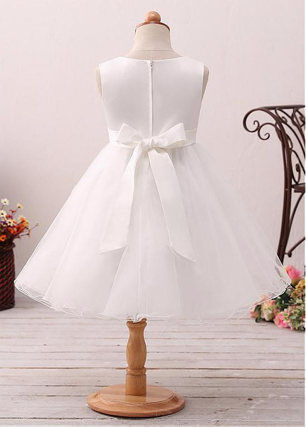 Beading Belt Tulle Jewel Neckline A-line Flower Girl Dress
