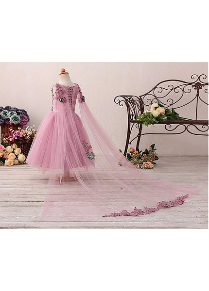 Lavender Ball Gown Detachable Shawl Flower Girl Dress 