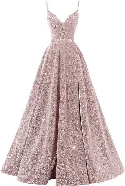 Shop 2024 ANNAKOO Purple V Neck Sequin A Line Prom Dress With Slit Under 129