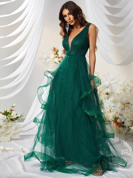 Shop ANNAKOO 2024  Hollywood Glamour Green Tulle Prom Dress Under 69