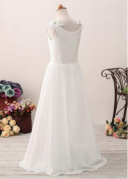 All-over Lace Chiffon Scoop  A-line Flower Girl Dress 