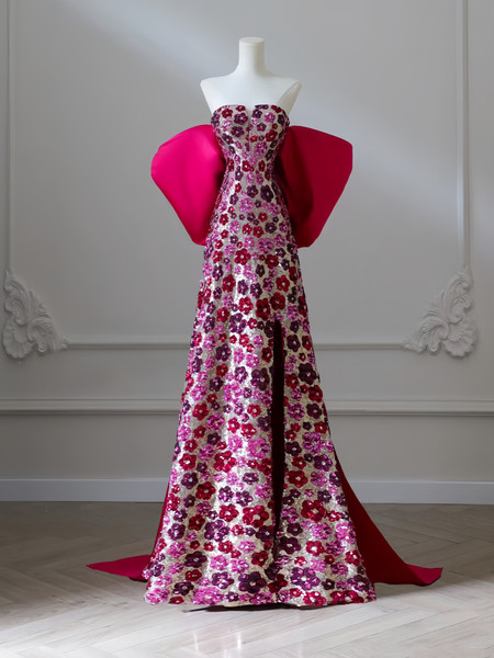 Shop 2024 ANNAKOO Strapless Floral Trumpet Mermaid Prom Dress With Bow Under 199