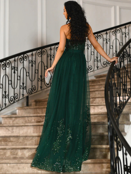 Shop 2024 ANNAKOO Green Strapless Lace Detachable Train Prom Dress With Slit Under 188