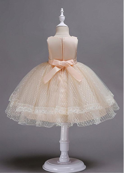 In Stock Tulle & Lace Jewel Neckline Ball Gown Flower Girl Dress